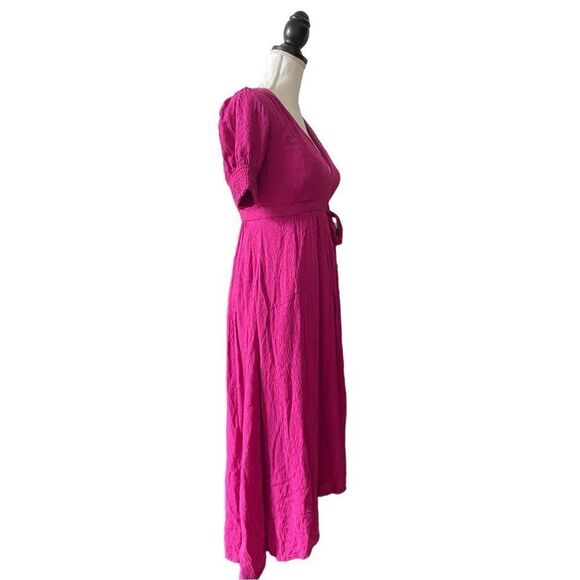 Maeve Brenna Short Sleeved High Low Wrap Dress Raspberry Size 0 - Picture 5 of 9